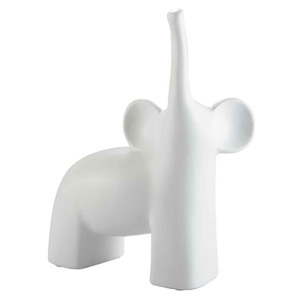 Elefante em Cerâmica Branco - 32,5cm